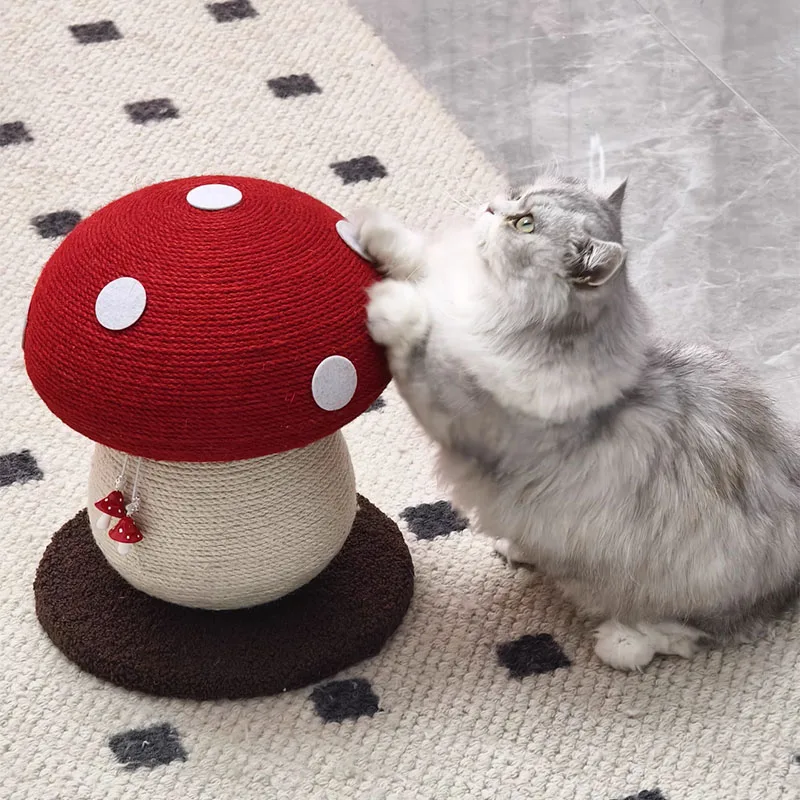 

Mushroom Cat Scratching Post Cat Scratching Board Hemp Rope Cat Climbing Frame Red Umbrella Mushroom Mushroom Cat Post Pet Toy