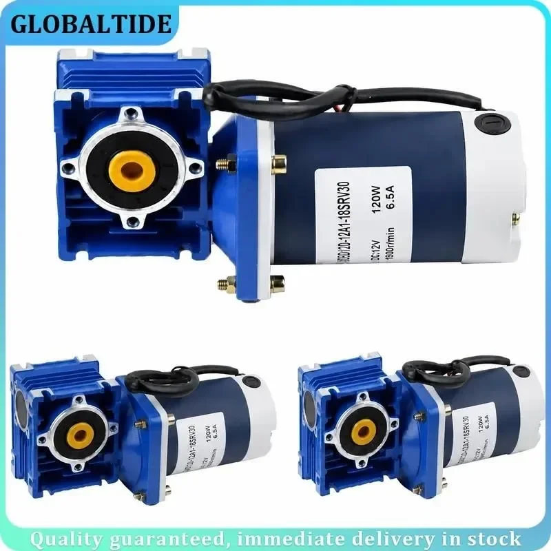 60W 12v 24v DC 9A Worm Gear Reducer Motor RV40 DC Gearmotor Self-Gearing Single-lock Shaft Rotation CW CCW