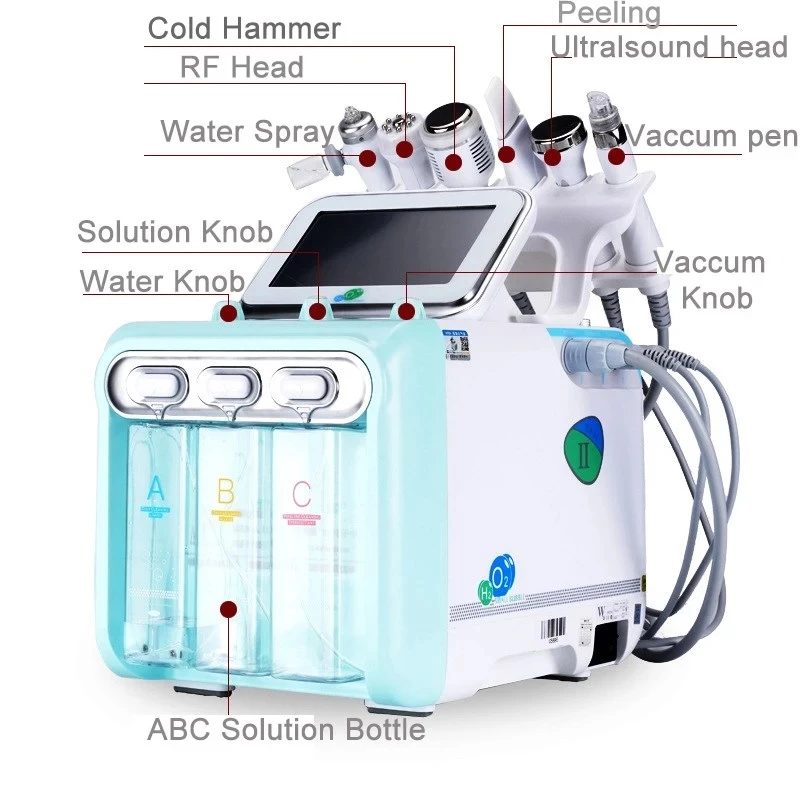 7 In 1 H2O2 Water Oxygen Jet Peel Hydra Beauty Skin Cleansing Hydra Dermabrasion Facial Machine Water Aqua Peeling