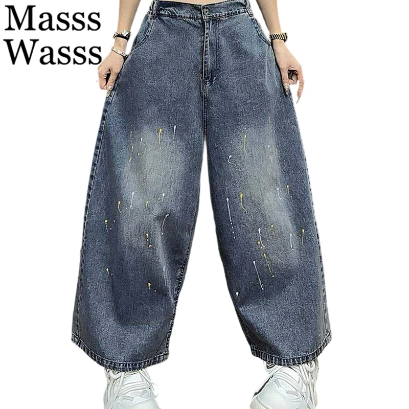 

Модные широкие джинсы Masss Wasss для женщин, коллекция Весна 2026, винтажные повседневные свободные джинсовые брюки, классические женские брюки в японском стиле