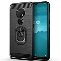 Capa For Nokia 6.2 nokia7.2 Brushed Carbon Fiber Soft Silicone Case For Nokia 6.2 7.2 Magnetic Ring Stand Cover