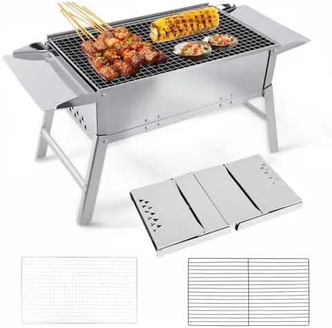 

FIRINER Foldable Charcoal Grill – Compact Portable BBQ for Camping, Travel & Outdoor Cooking