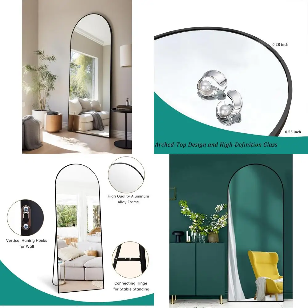 Eigentijdse vloerstaande gebogen spiegel over de volledige lengte, 65x22, moderne wandspiegels voor volledige lichaamsreflectie, stijlvol woondecoratie