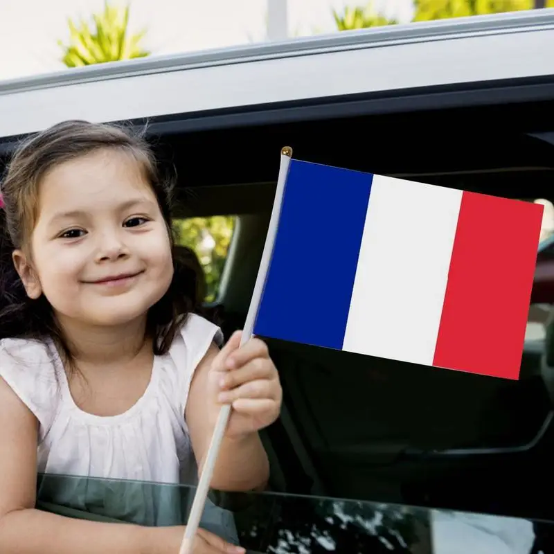 French Flag Hand Held 10Pcs Small France Flag Handheld 5.5 X 8.3inch Hand Held French Stick Flags For Parties Festivals