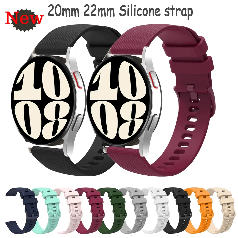 20mm 22mm Sport Silicone Strap For Samsung Galaxy Watch 7 6 5 4 40mm 44mm Bracelet Wristband For Huawei 5/4 GT4/5/5Pro 46mm Band