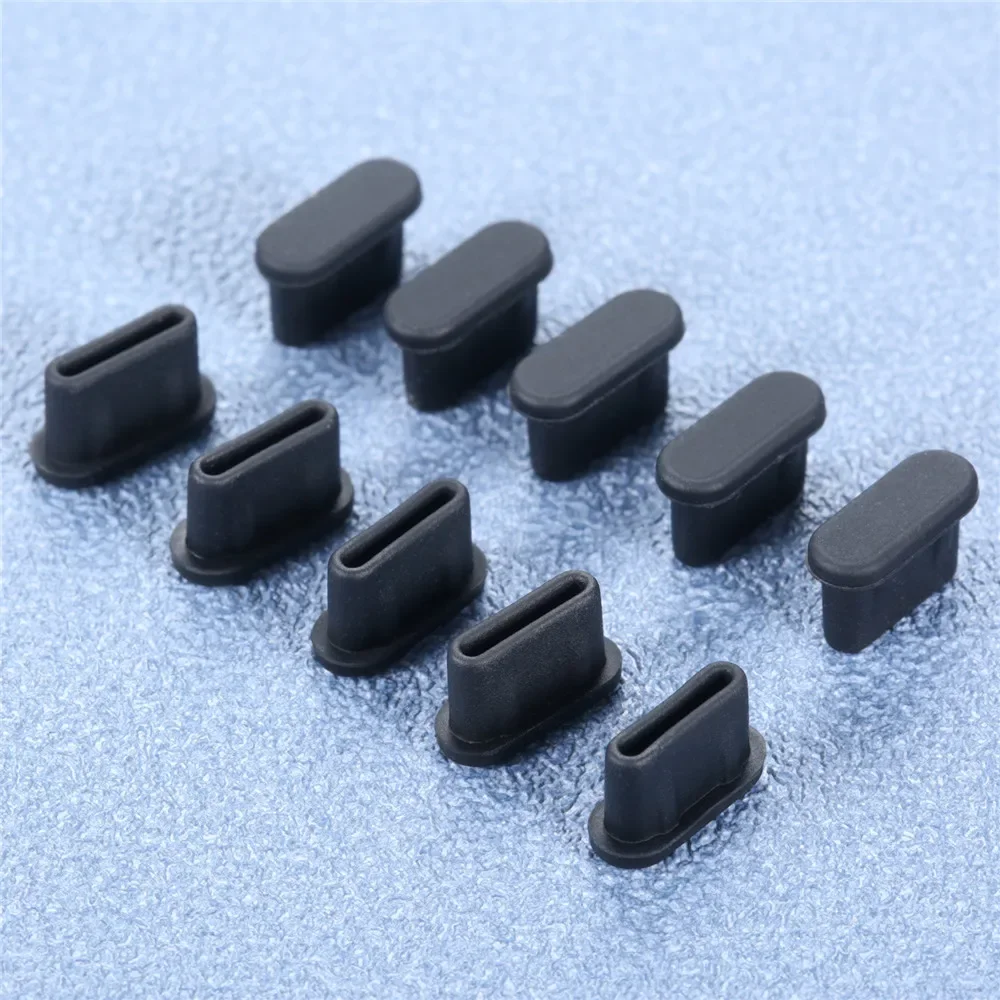 50pcs Type C Dust Plugs USB Port Anti-dust Cable Interface Protector Cover Black Silicone Anti-oxidation Prevents Water Stopper