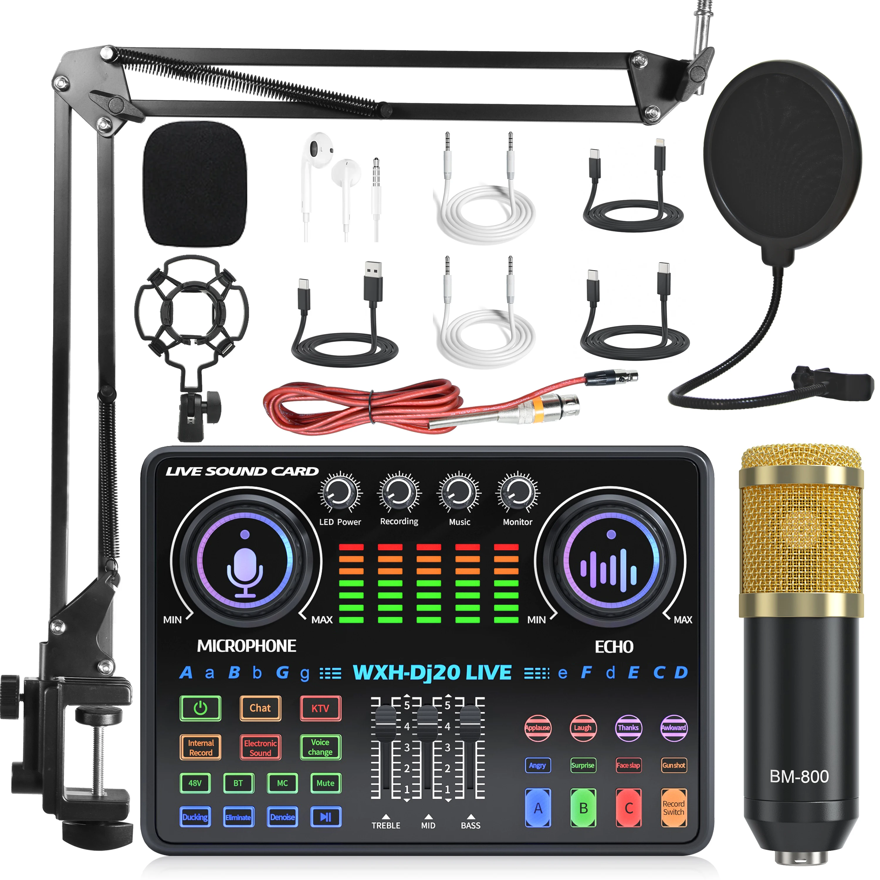 YYHC DJ Mixer Audio Interface Streaming Live Sound Card Mic for Recording Studio PC Live Streaming Karaoke