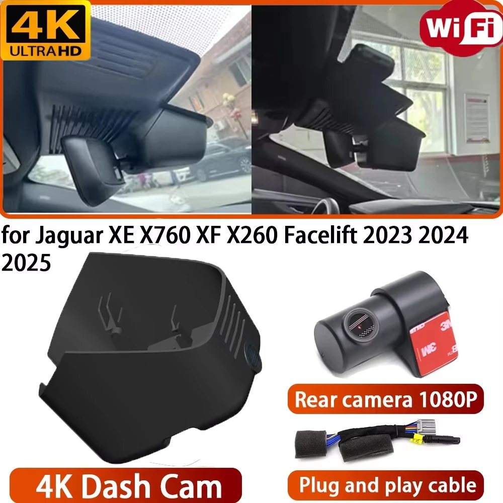 for Jaguar XE X760 XF X260 Facelift 2023 2024 2025 Video Recorder 4K DVR Dash Cam Wifi Camera 170° Wide Angle Plug & Play
