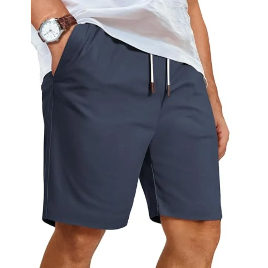 

COOFANDY Mens Casual Shorts Cotton Elastic Waist Shorts Drawstring Summer Beach Shorts