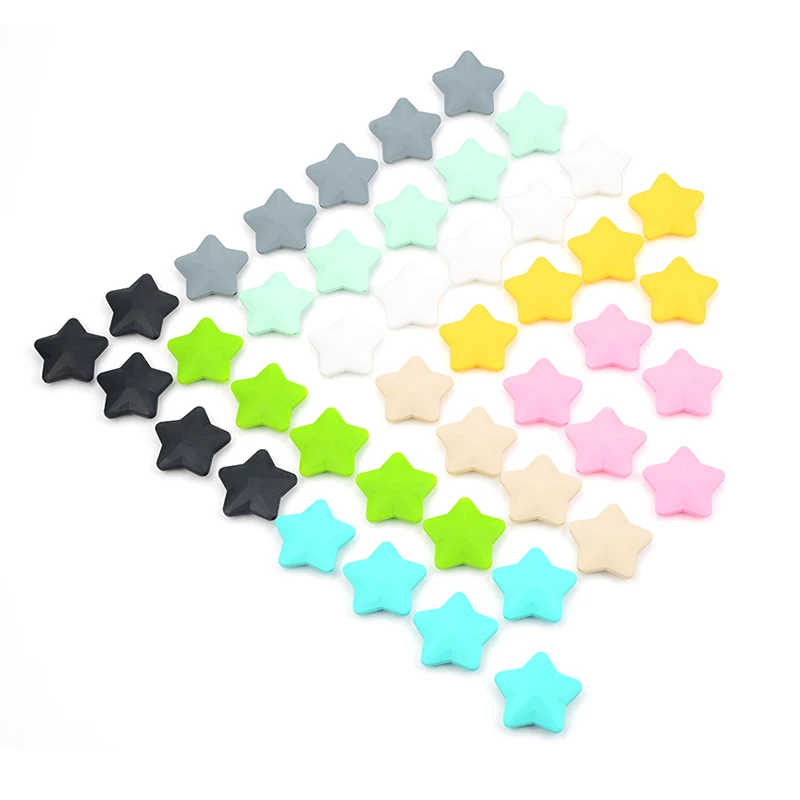 LOFCA Star Shape Silicone beads 5 pcs Loose Beads For Food Grade Silicone Teething Necklace Silicone Loose Beads BPA Free