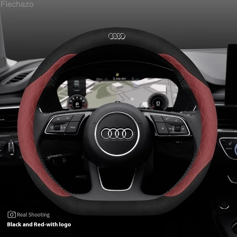 Car Steering Wheel Cover For Audi ABT A1 A2 A3 A4 A5 A6 A7 A8 Q2 Q3 Q4 Q5 Q7 Q8 TT RS3 RS4 RS5 RS6 RS7 S3 S4 S5 S6 S7 S8 S line view 4