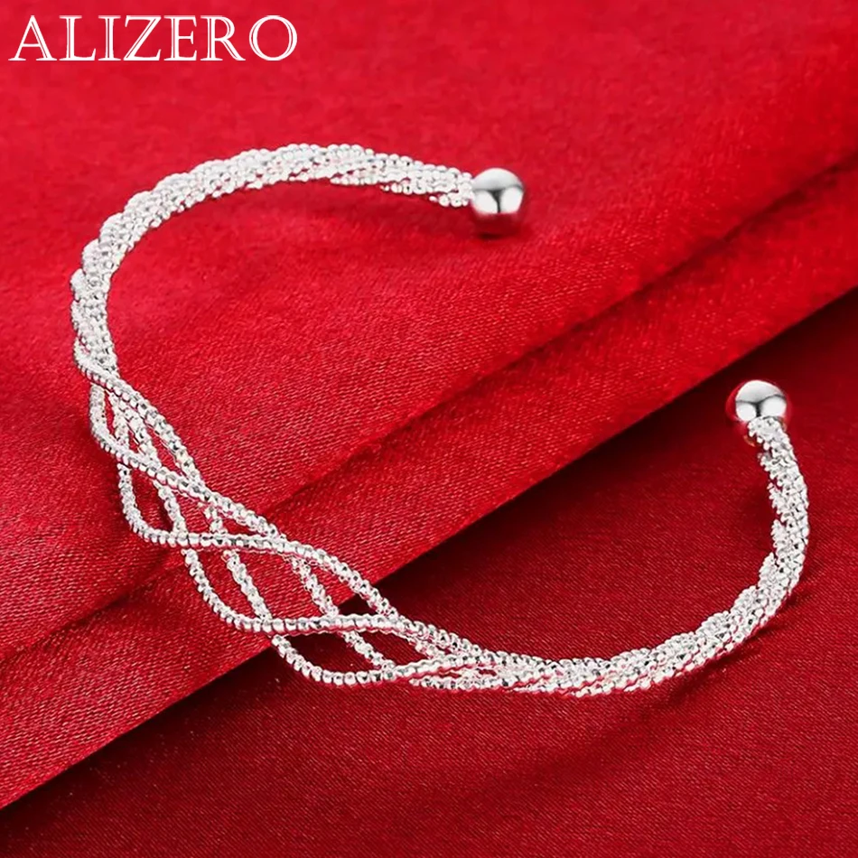 

Hot fine 925 Sterling Silver Charms mesh chain Bangle cuff Bracelet For Women fahion designer party wedding jewelry gifts