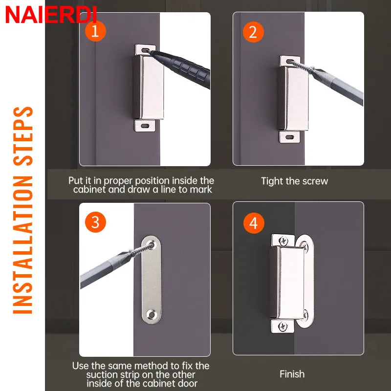NAIERDI 5 шт. Магнитная дверная защелка из нержавеющей стальной шкаф с выдвижными ящиками для кухонный шкаф буфет