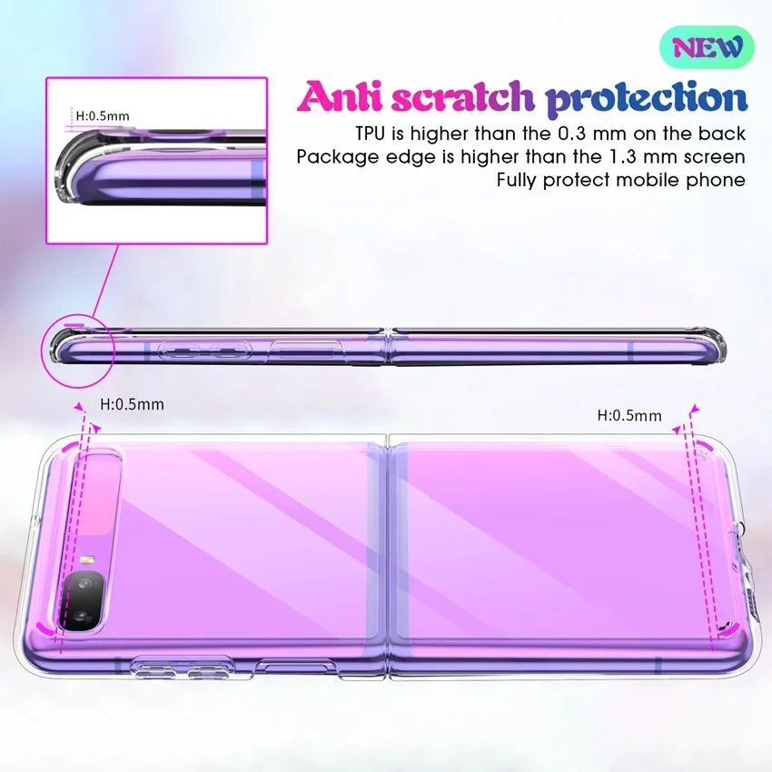 Transparent TPU/PC Case For Samsung Galaxy Z Flip SM-F700 Fundas Capa Hybrid Shockproof Shell Clear Back Cover For Z Flip 5G