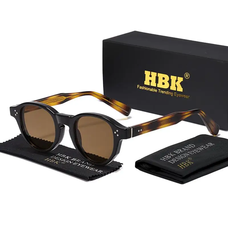 HBK Retro Einfache Herren-Sonnenbrille, runder Kern, Einsatzbein, Luxus-Sonnenbrille, Damen, Outdoor, Party, Urlaub, Reisen, ideale Wahl – Detail 7