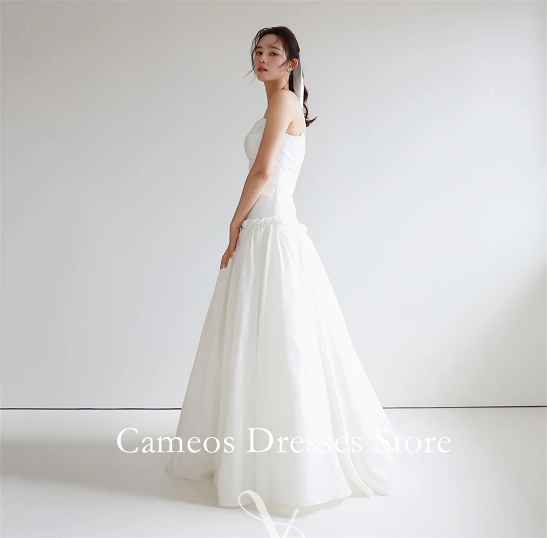 Sondr personalizado sem alças sem mangas vestidos de casamento simples a linha tafetá espartilho coreia vestidos de noiva feminino