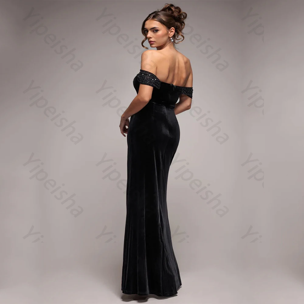 High Quality Elegant Evening Velour for Floor-Length Off the Shoulder Prom Dresses Mermaid Slit Vestidos De Fiesta Customized