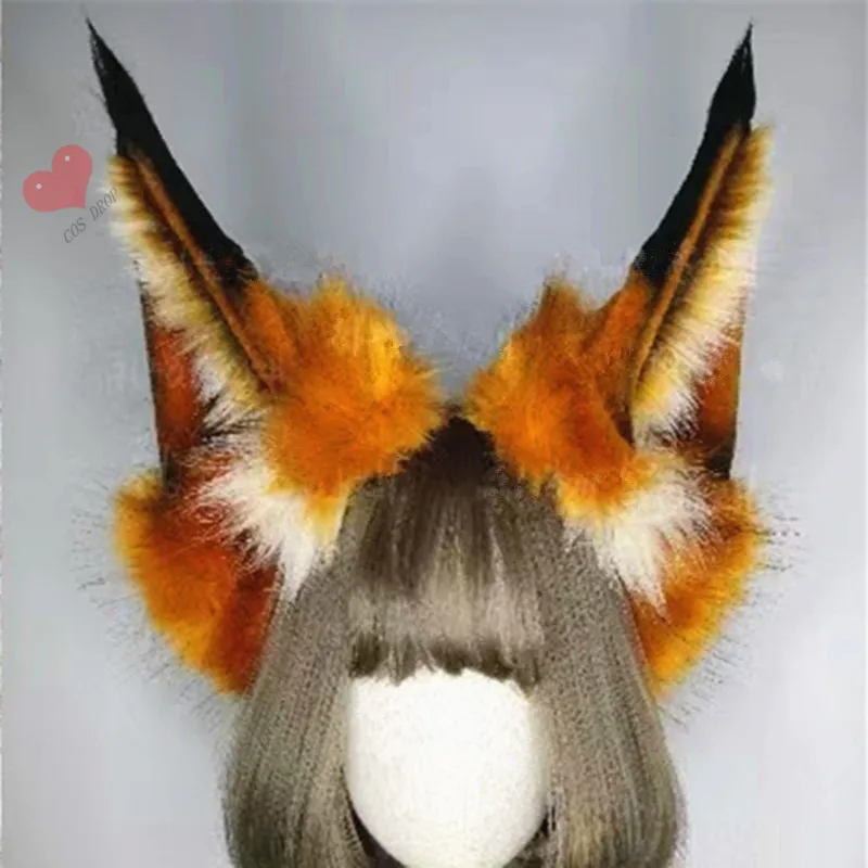 New big simulation beast ear dog fox ear cosplay props Halloween gifts Women's headwear hair accessories