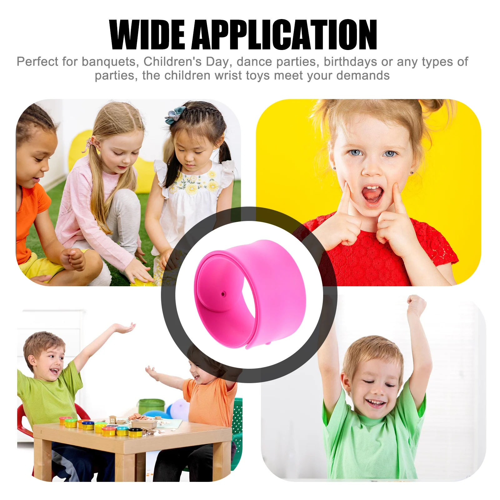 5Pcs Kids Slap Bracelets Silicone Smooth Texture Easy to Use Wrist Circle for Children Party Favors Dance Birthday Festival Slap
