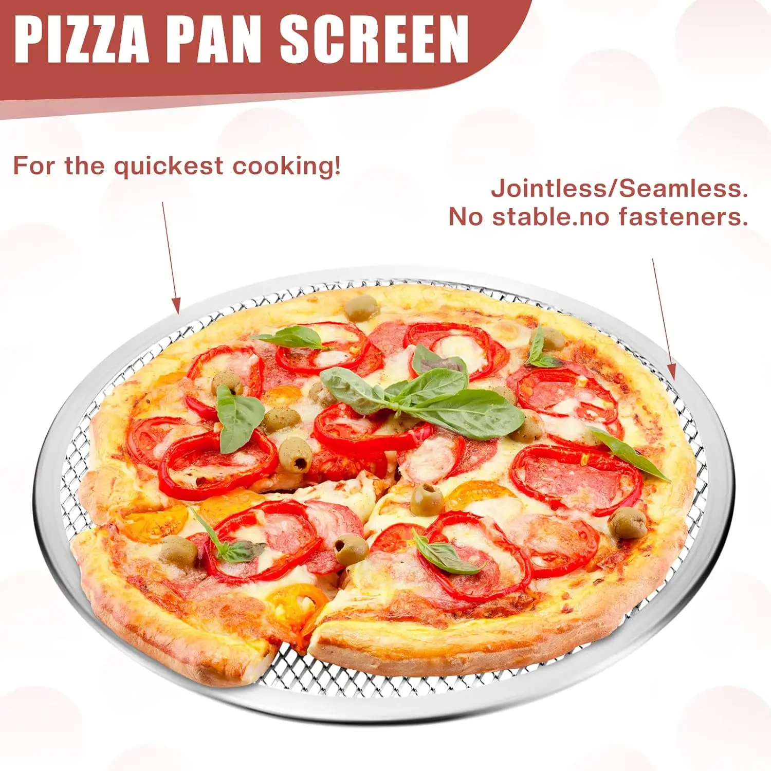 6-12Inch Round Seamless Aluminum Pizza Screen Baking Tray Metal Net Bakeware Non-stick Baking Tray DIY Pizza Tools for Oven