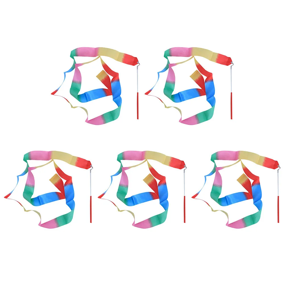 5 قطعة 2- متر الجمباز الفني الشريط الملونة لهب نمط لممارسة الشريط الإيقاعي اللافتات #4