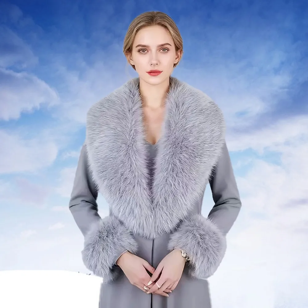 

Комплект из искусственного меха: воротник и манжеты из искусственного меха, теплый, съемный, с мягкой текстурой, шарфы из искусственного меха, приятные на ощупь