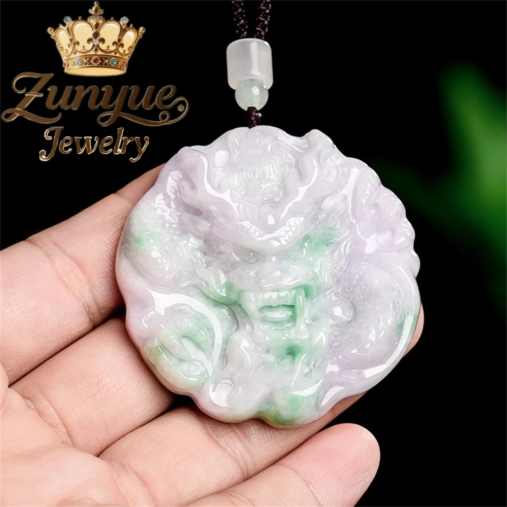 Natural Burmese A-Grade Jadeite Powerful Dragon King Best Selling Luxury Ice-Type Pendant Luxury Quality Jewelry Gift Friend