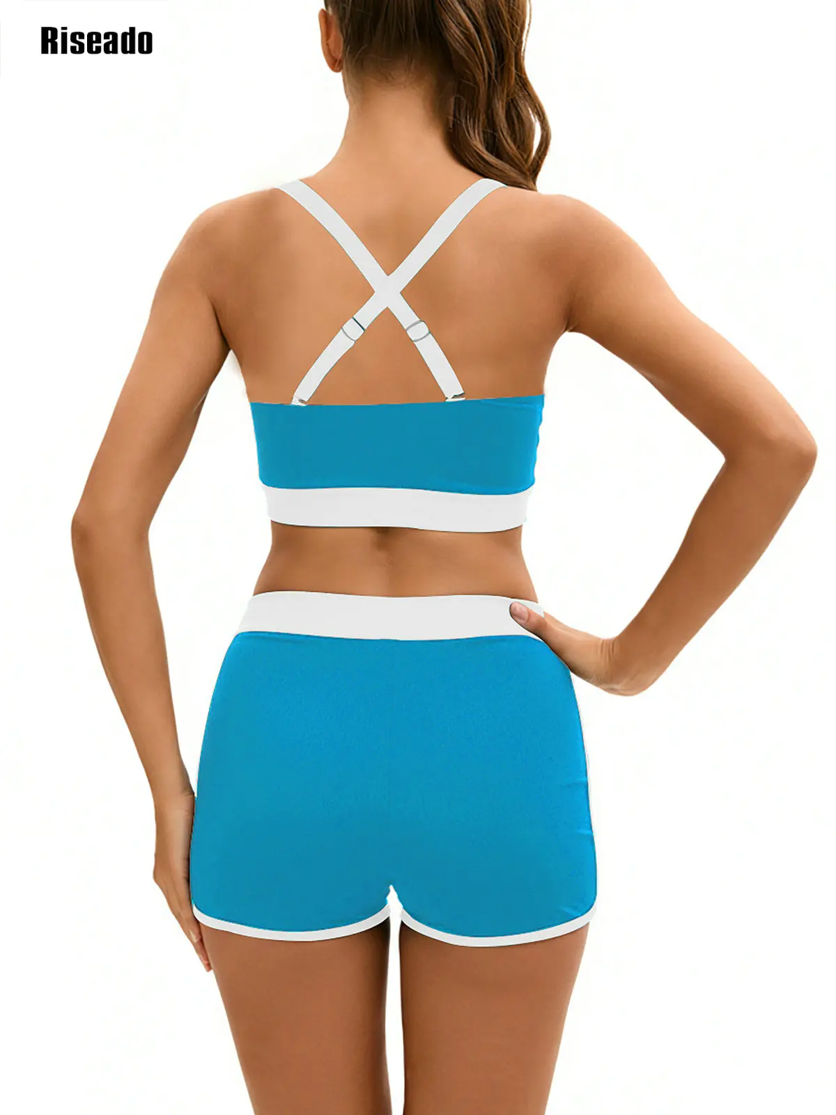 2026 جديد قطعتين مجموعة البكيني الإناث رفع عالية الخصر ملابس السباحة عبر الظهر المحاصيل الأعلى ملابس السباحة 2026 ملابس الشاطئ