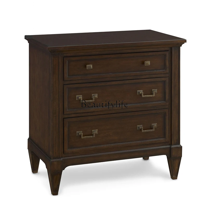 

American Country Mahogany Solid Wood Bedside Cabinet So Easy So Beauty Distressed Master Bedroom Small Side Cabinet