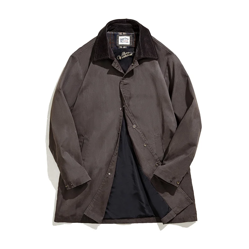 Maden Waxed Windbreaker Corduroy Turn-down Collar