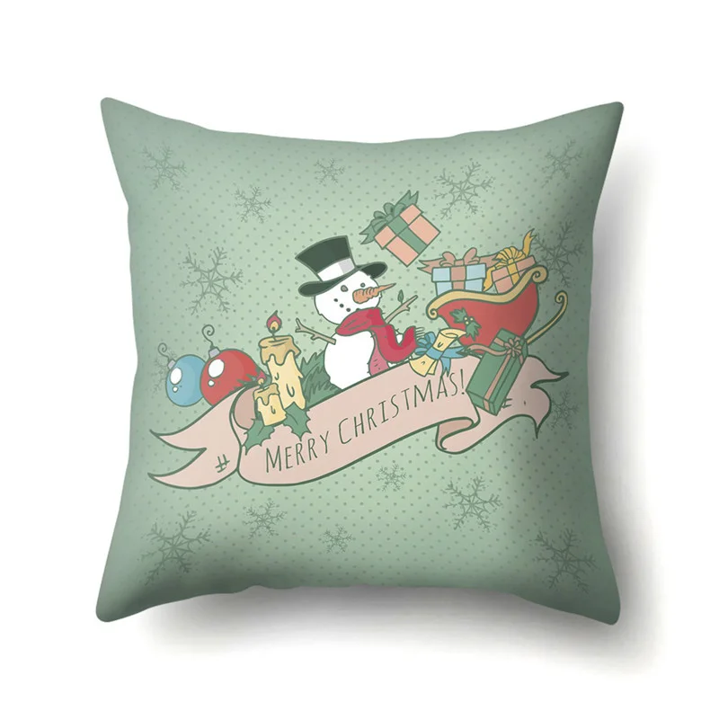 

Home Decoration Christmas Mumian Snow Landscape Polyester Pillow Sofa Cushion funda de almohada