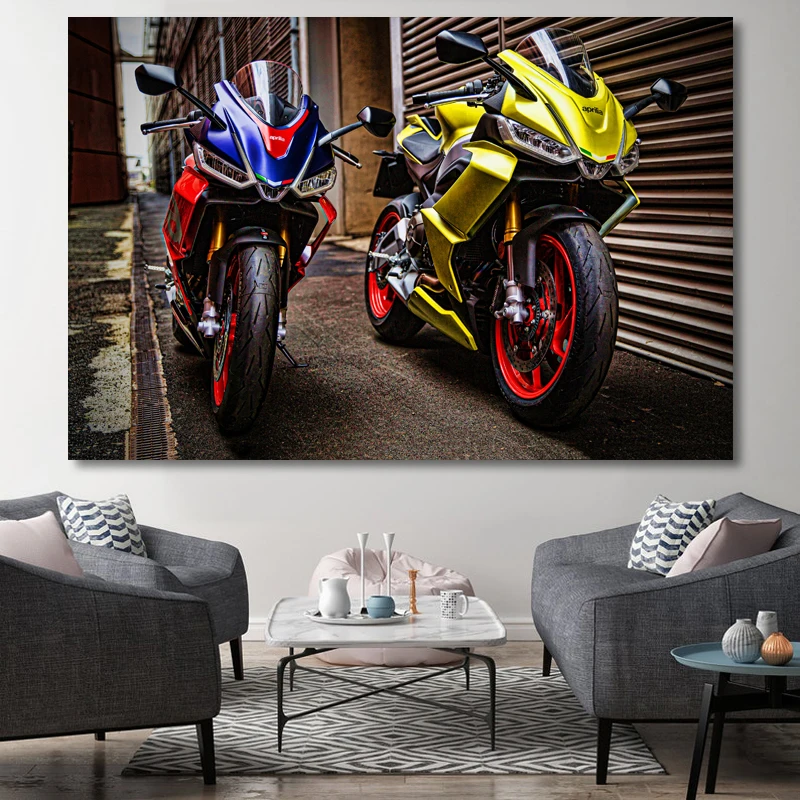 Aprilia RS 660 Two Motorcycles 4K Superbikes Posters and Prints Modern Wall Art Canvas Fabric Paintings Home Living Room Decor