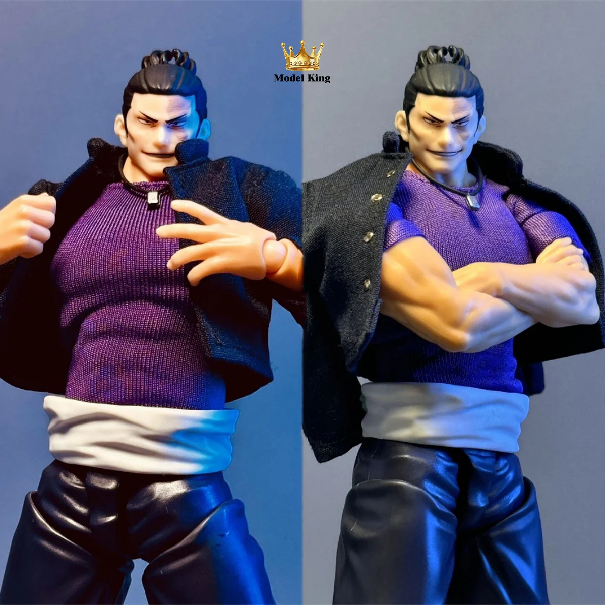 Handmade shf 1/12 Scale Pure Love Warrior Todo Aoi Tight Purple T-shirt Black Casual Coat Accessories For 6” Action Figures Body