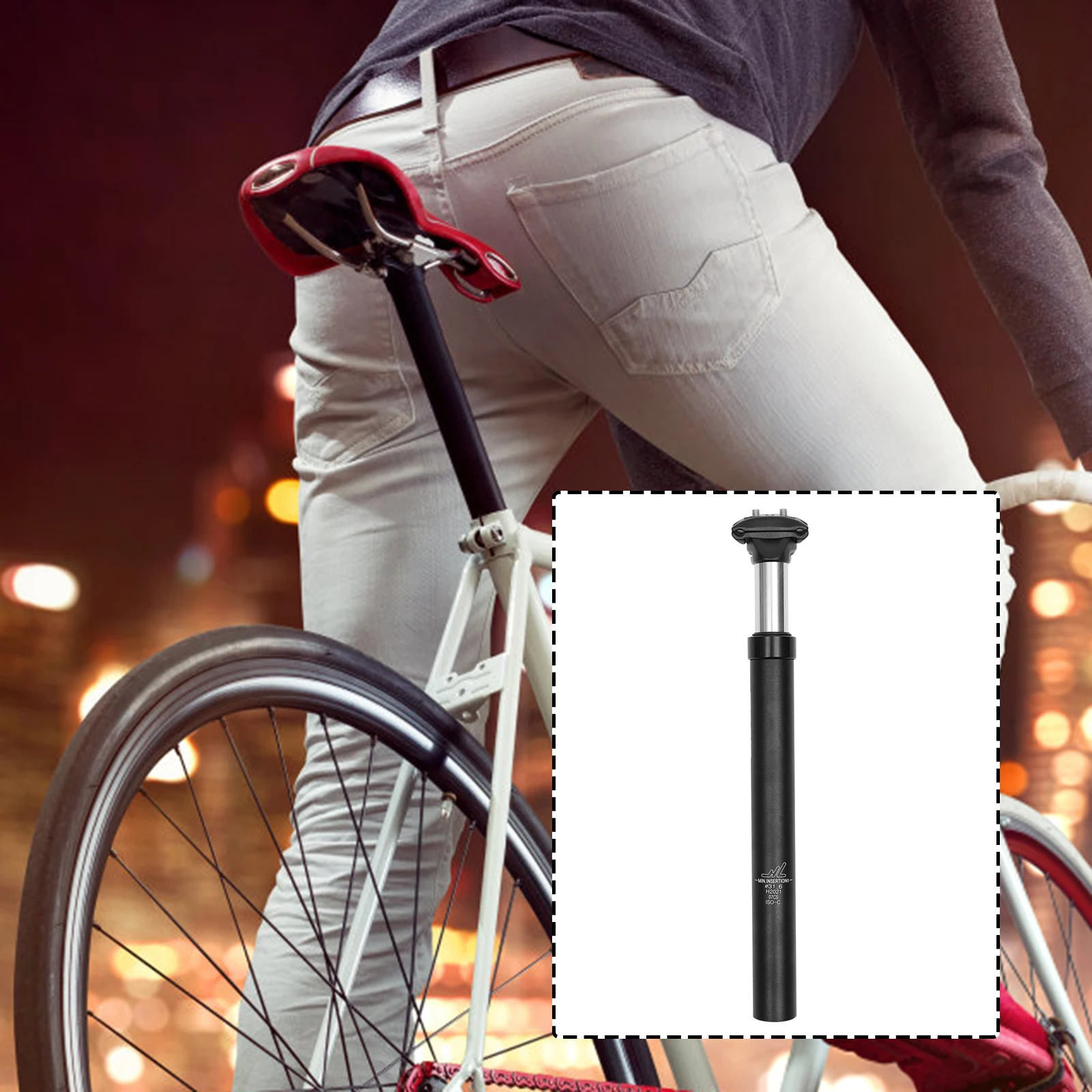 

Bicycle Seat Post Shock Absorbing Adjustable Height Aluminum Alloy Bike Cushion Seatpost for Practical Use Durable Comfort