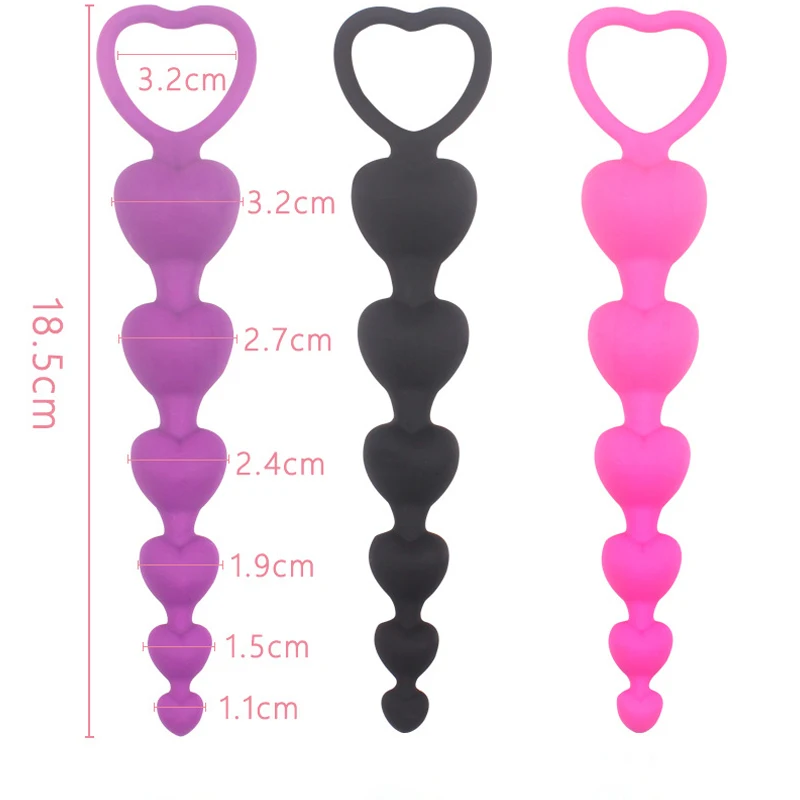 Heart beads Soft Anal Plug anus Toys Big  Balls Silicone G-Spot Stimulating Butt Plugs Adult Sex  Couple Sexy