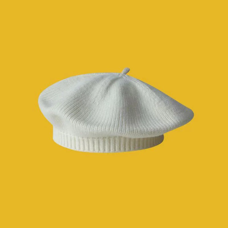 Fashion Cute Baby Knitted Beret Hat Solid Color Children's Warm Hats Autumn Winter Cap For Kids Outdoor Bonnet Accessories Gift image 4