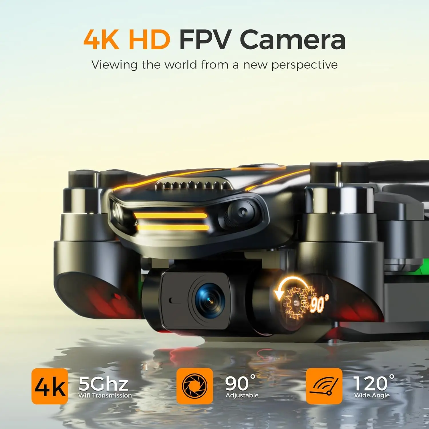 GPS Drone EIS 4K Camera Adults Kids RC Drone 4.5 Inch HD Screen Controller Auto Return 2 Batteries 45 Min Flight Long Range Tran