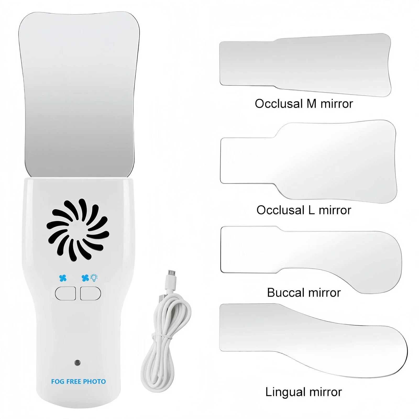 Dental Occlusal Mirror Fog Free LED Intra Oral Photo System + 4 Mirrors Anti-Fog