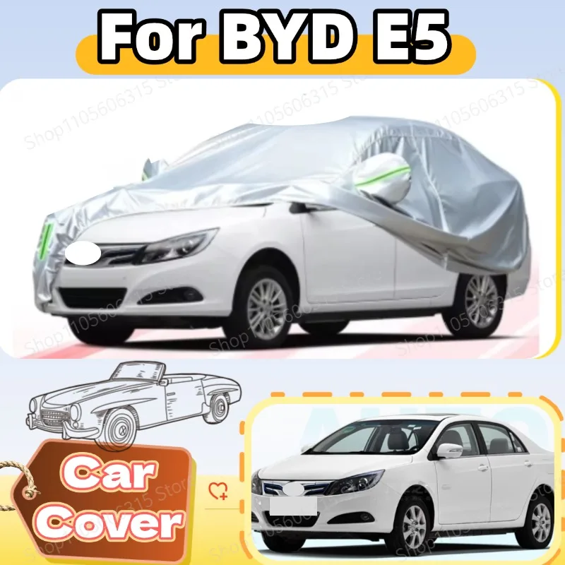 For BYD E5 2018-Present Custom Fit Full Car Cover Silver Coated Fabric Side Zipper Access UV Sun Dust Protection3