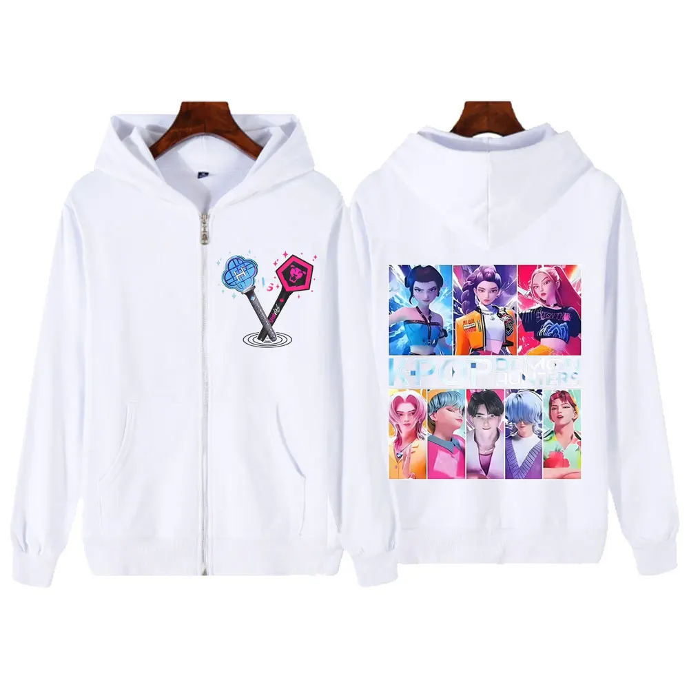 Kpop Demon Hunters Saja Boys Anime Felpe con cerniera grafica Felpa moda unisex Giacca da regalo per fan estetica a maniche lunghe