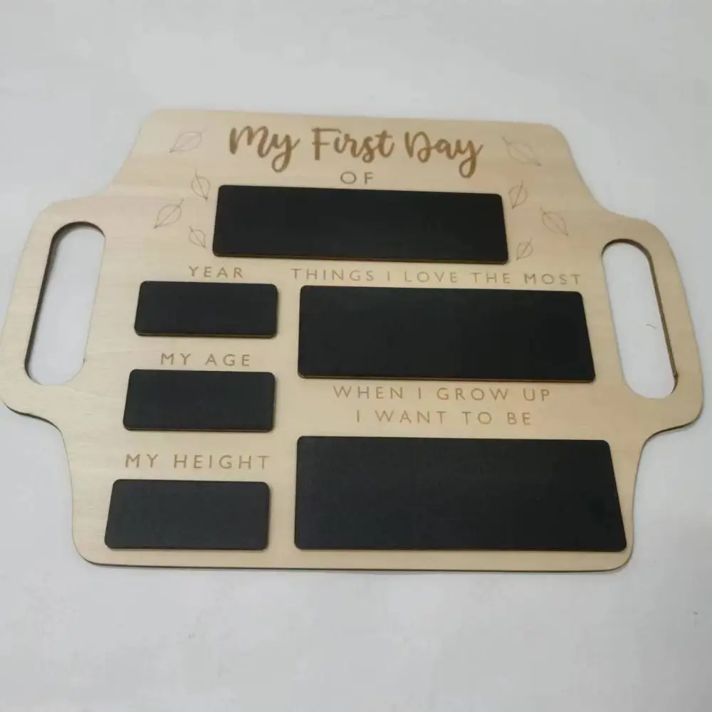 لوحة صور مخصصة لليوم الأول من المدرسة قابلة لإعادة الاستخدام مع لوحة رسائل خشبية بمقبض، سبورة يومي الأول