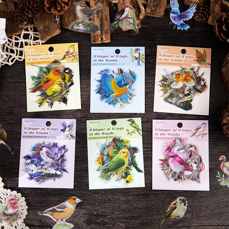 12packs/LOT Wing of the Woods Series decorative fresh PET stickers