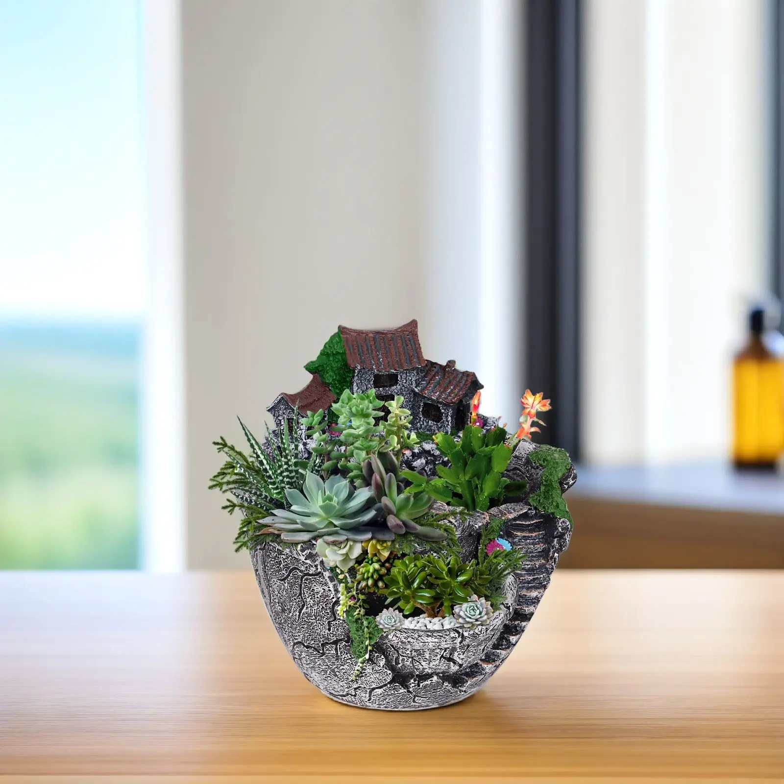 Creative Flowerpot Set 3 Pcs Plants Pot Fairy Garden Indoor Succulent Container Small Flowers Balcony Decor Planter