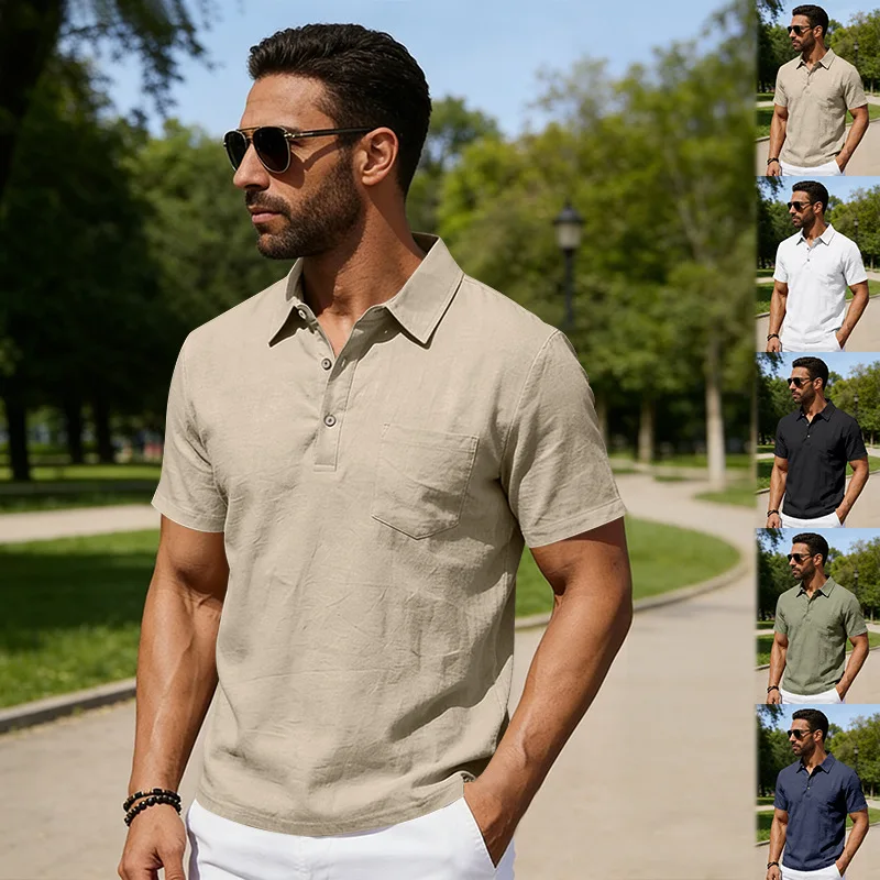 

2025 Summer New Men's Business Print Short Sleeved POLO Shirt Comfortable and Cool Casual Fashion T-shirt