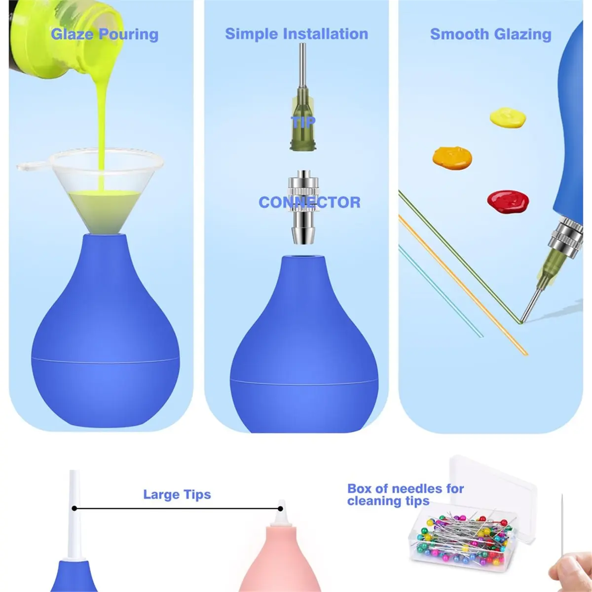 Home Tool Pottery Tools Ceramic Precisious Applicators, Ceramic Glaze Squeeze Bottle Tools for Pottery Art Decoration Kit