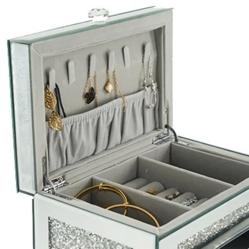 Silver mirror glass jewelry box, high-end exquisite desktop storage box