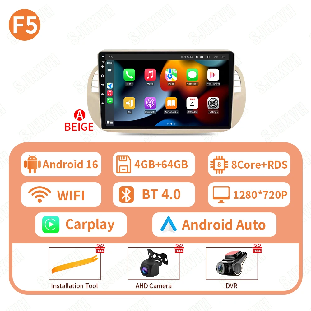 Auto DVD Android 16 Radio Stereo Voor Fiat 500 2007-2015 Auto Multimedia Speler GPS Navigatie Head Unit Hoge prestaties WIFI
