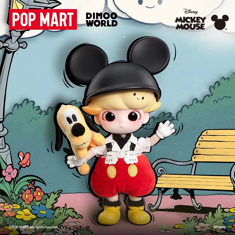 

Genuine Popmart Dimoo World x Disney Mickey 1/8 Bjd Doll Anime Action Figure Desk Decor Toy Hacipupu Anime Figure Birthday Gift