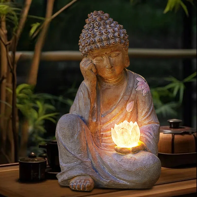 

Solar Garden Light Outdoor Waterproof Buddha Sculpture Balcony Layout Garden Decorative Atmosphere Light Household Decoration