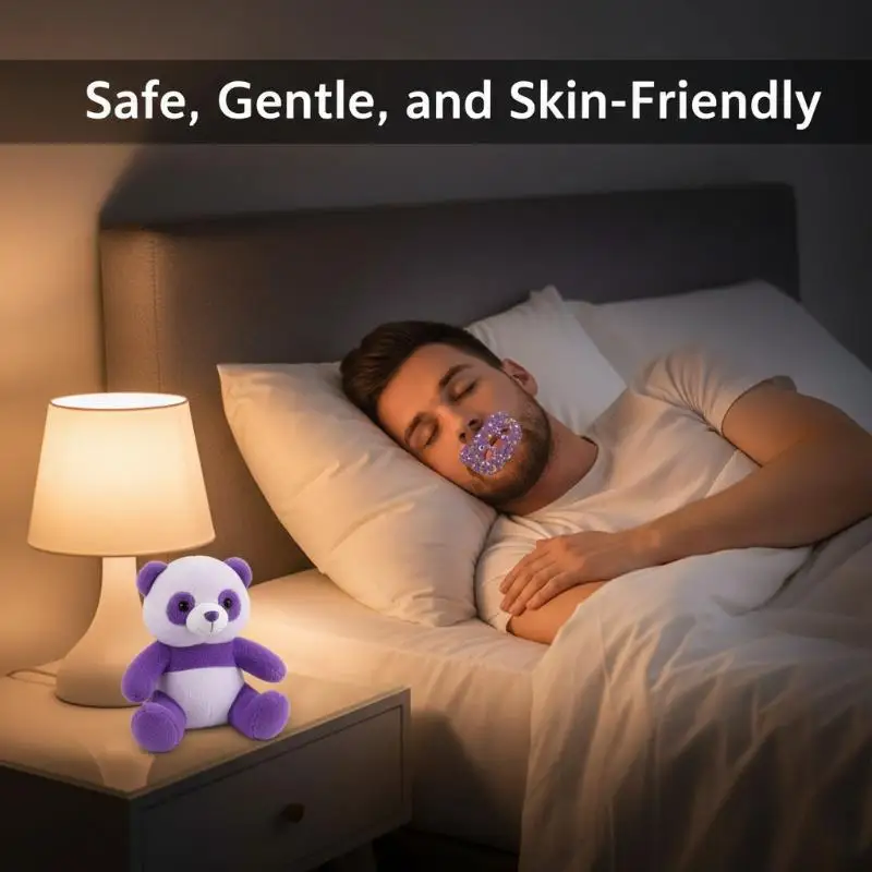 Anti Snoring Stickers Bear Cartoon O Shaped Breathing Mouth Patch Soft Adhesive for Relaxed Deep Sleep for Adults
